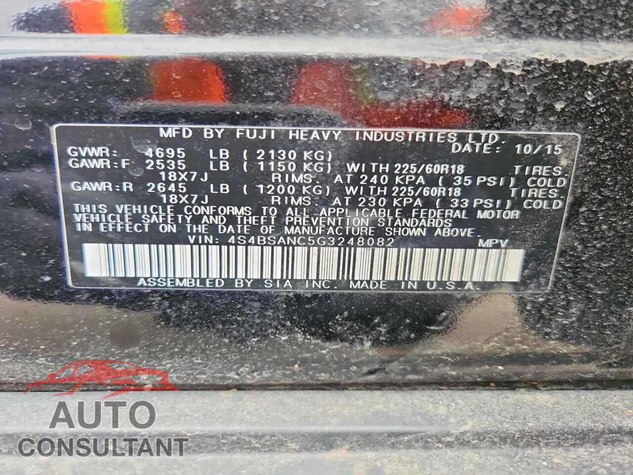 SUBARU OUTBACK 2016 - 4S4BSANC5G3248082