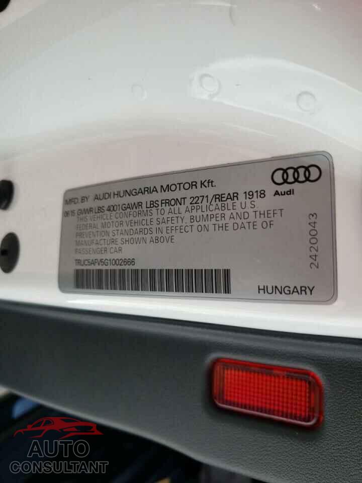 AUDI TT 2016 - TRUC5AFV5G1002666