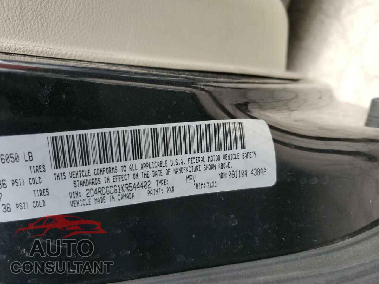 DODGE CARAVAN 2019 - 2C4RDGCG1KR544402