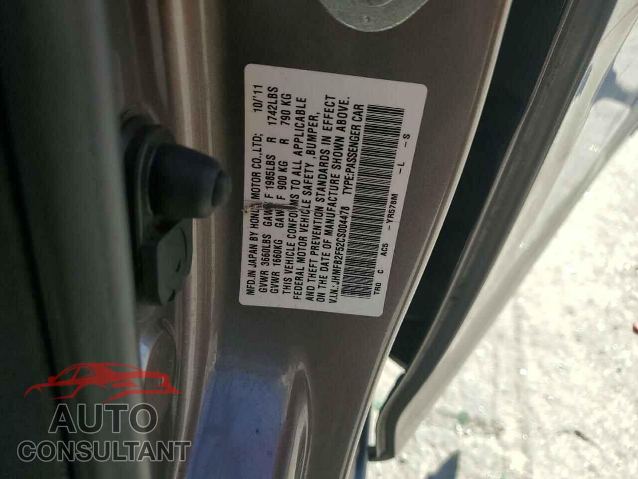 HONDA CIVIC 2012 - JHMFB2F52CS004478