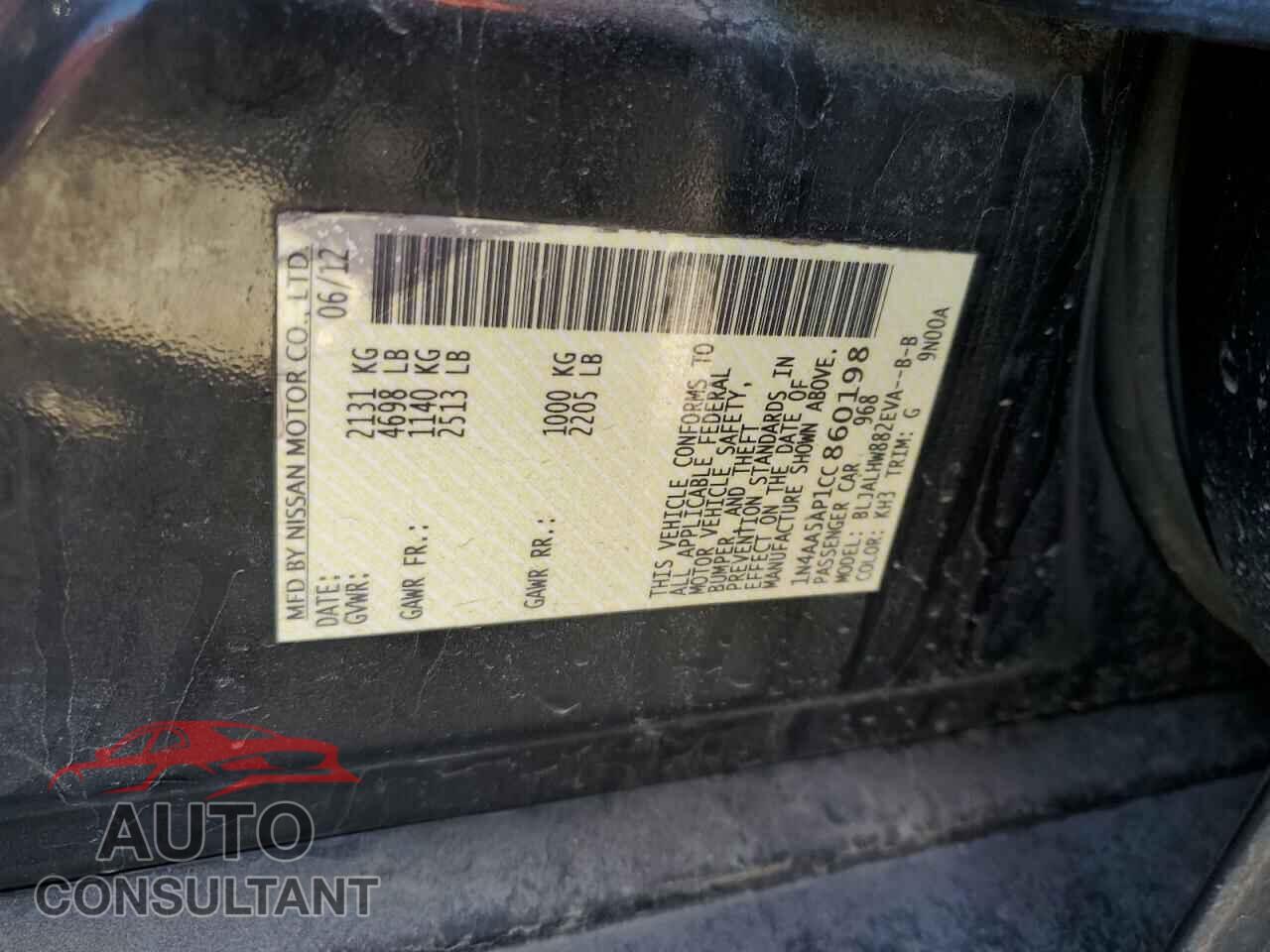 NISSAN MAXIMA 2012 - 1N4AA5AP1CC860198