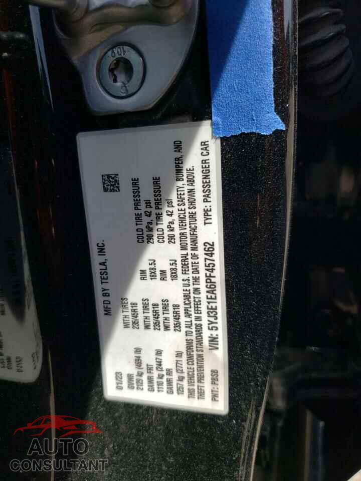 TESLA MODEL 3 2023 - 5YJ3E1EA6PF457462