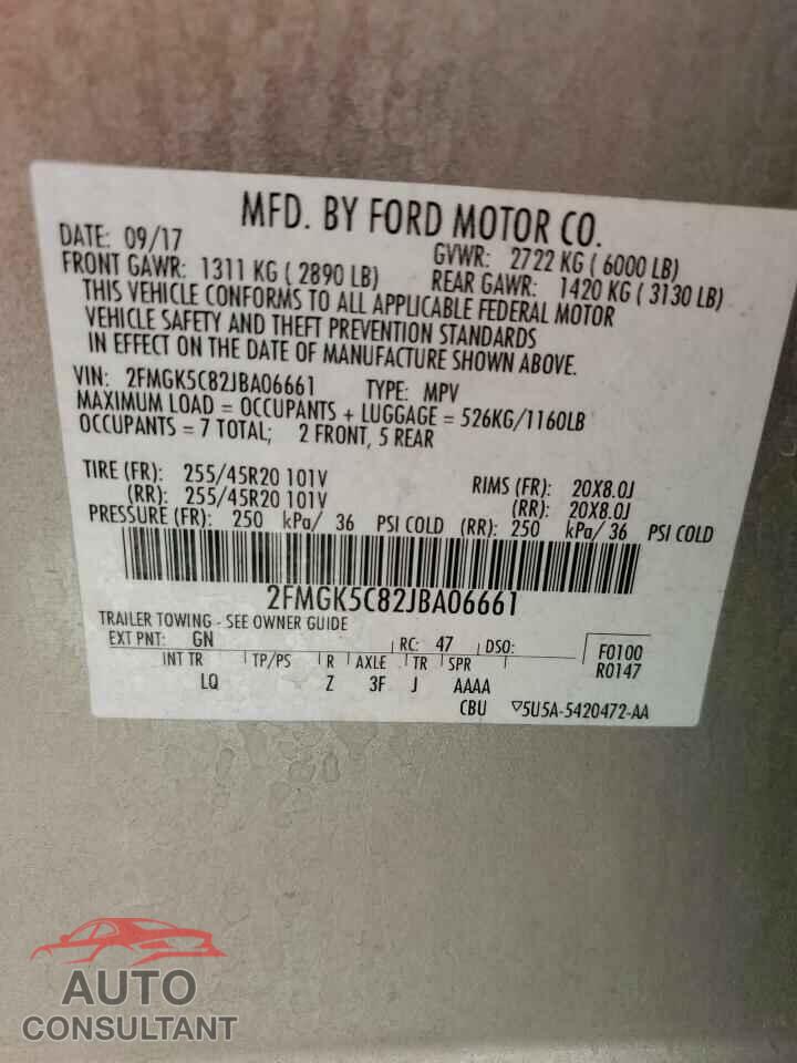 FORD FLEX 2018 - 2FMGK5C82JBA06661