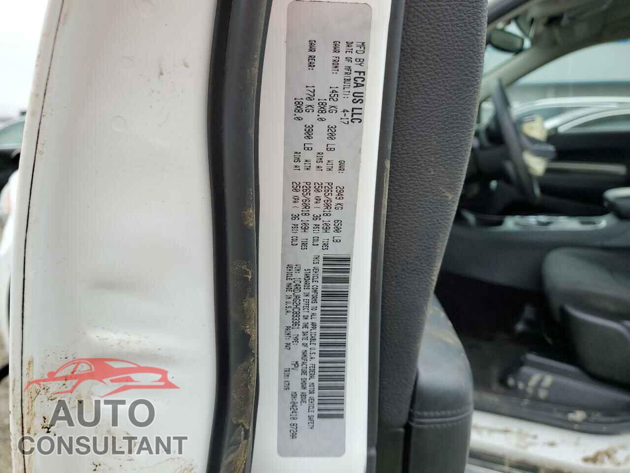 DODGE DURANGO 2017 - 1C4RDJAG2HC893361