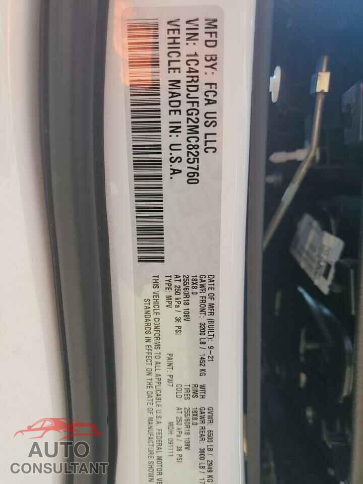 DODGE DURANGO 2021 - 1C4RDJFG2MC825760