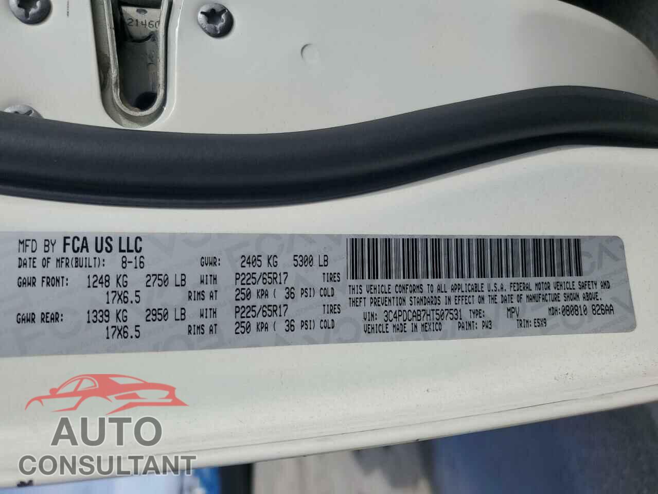 DODGE JOURNEY 2017 - 3C4PDCAB7HT507531