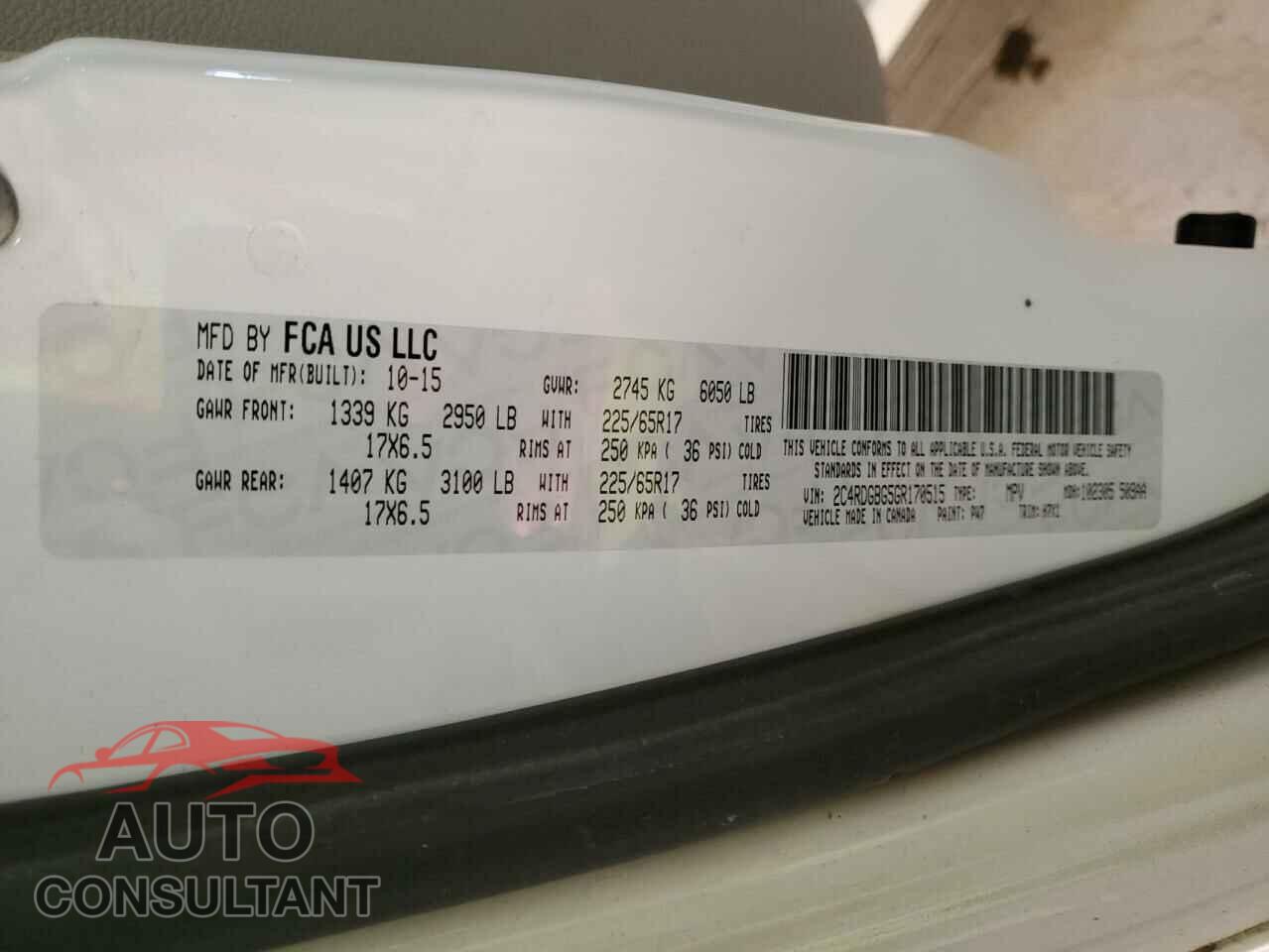 DODGE CARAVAN 2016 - 2C4RDGBG5GR170515