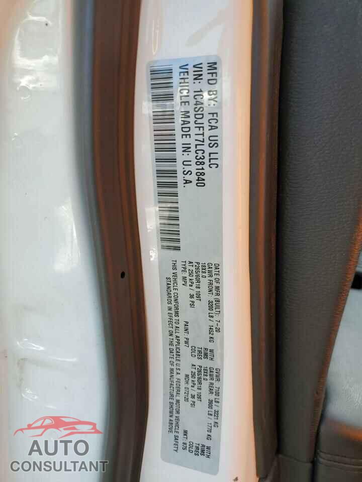 DODGE DURANGO 2020 - 1C4SDJFT7LC381840