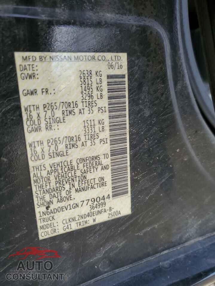 NISSAN FRONTIER 2016 - 1N6AD0EV1GN779044