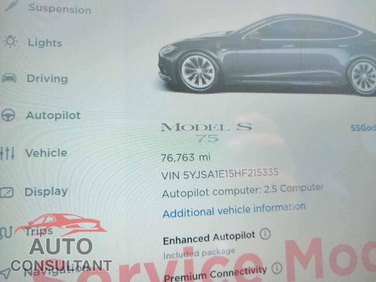 TESLA MODEL S 2017 - 5YJSA1E15HF215335