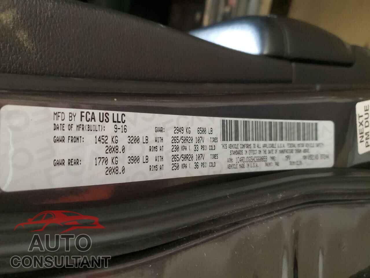 DODGE DURANGO 2017 - 1C4RDJDG5HC660859