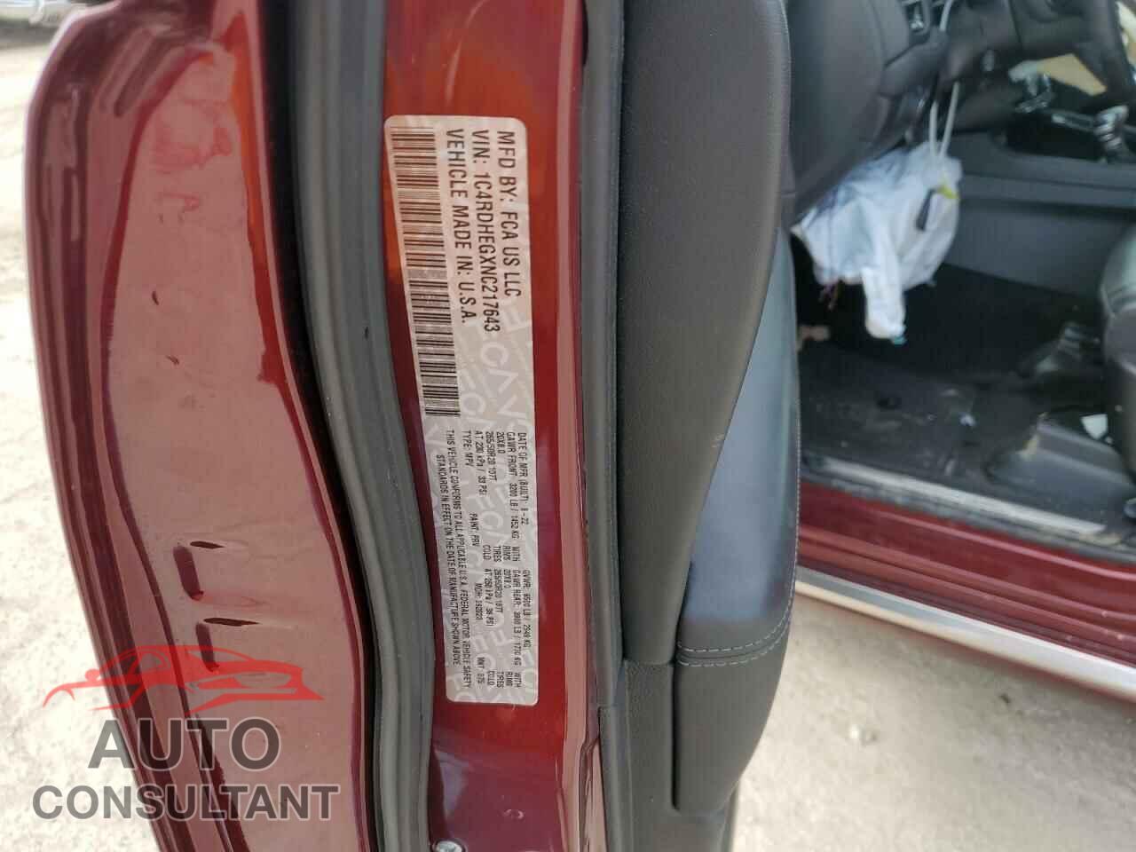DODGE DURANGO 2022 - 1C4RDHEGXNC217643