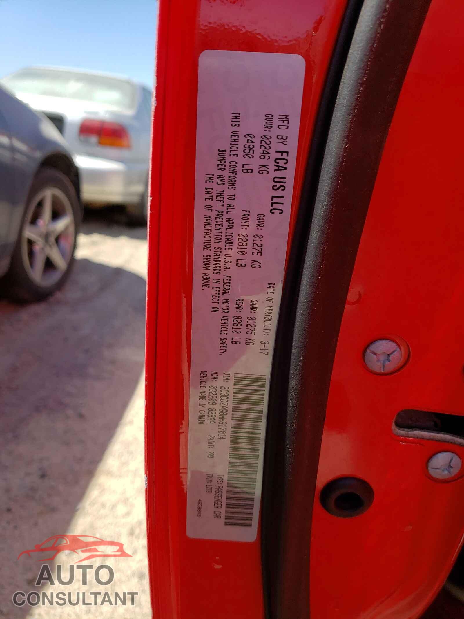 DODGE CHALLENGER 2017 - 2C3CDZAG8HH617014