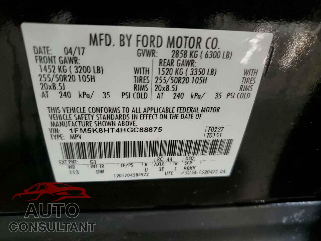 FORD EXPLORER 2017 - 1FM5K8HT4HGC88875