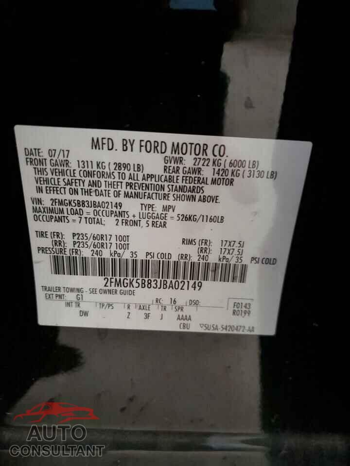 FORD FLEX 2018 - 2FMGK5B83JBA02149