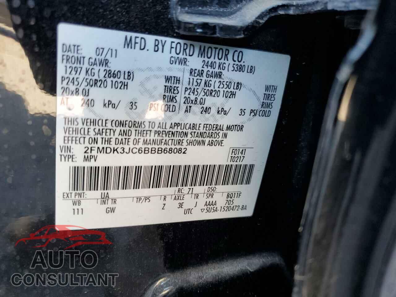 FORD EDGE 2011 - 2FMDK3JC6BBB68082