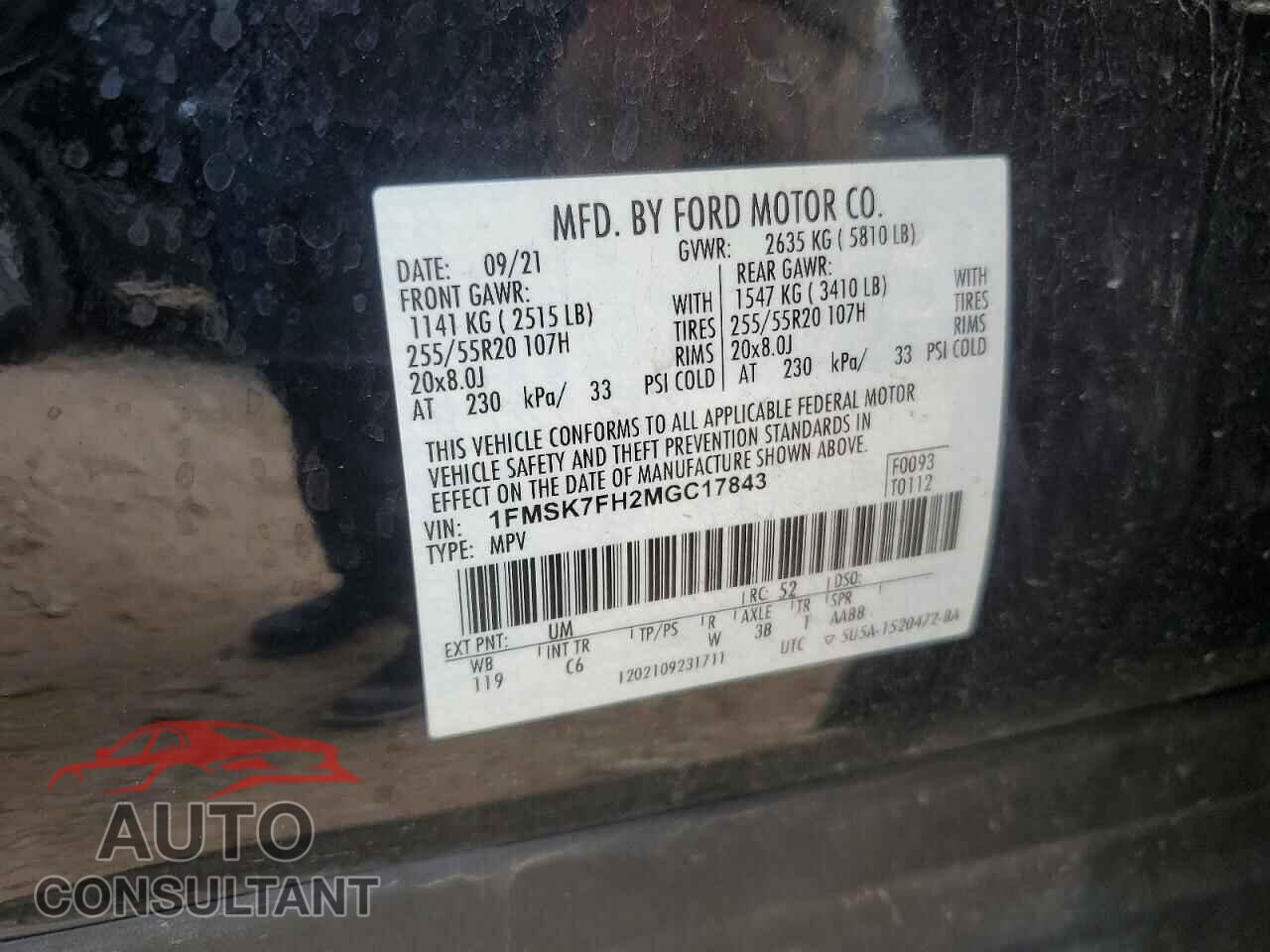 FORD EXPLORER 2021 - 1FMSK7FH2MGC17843