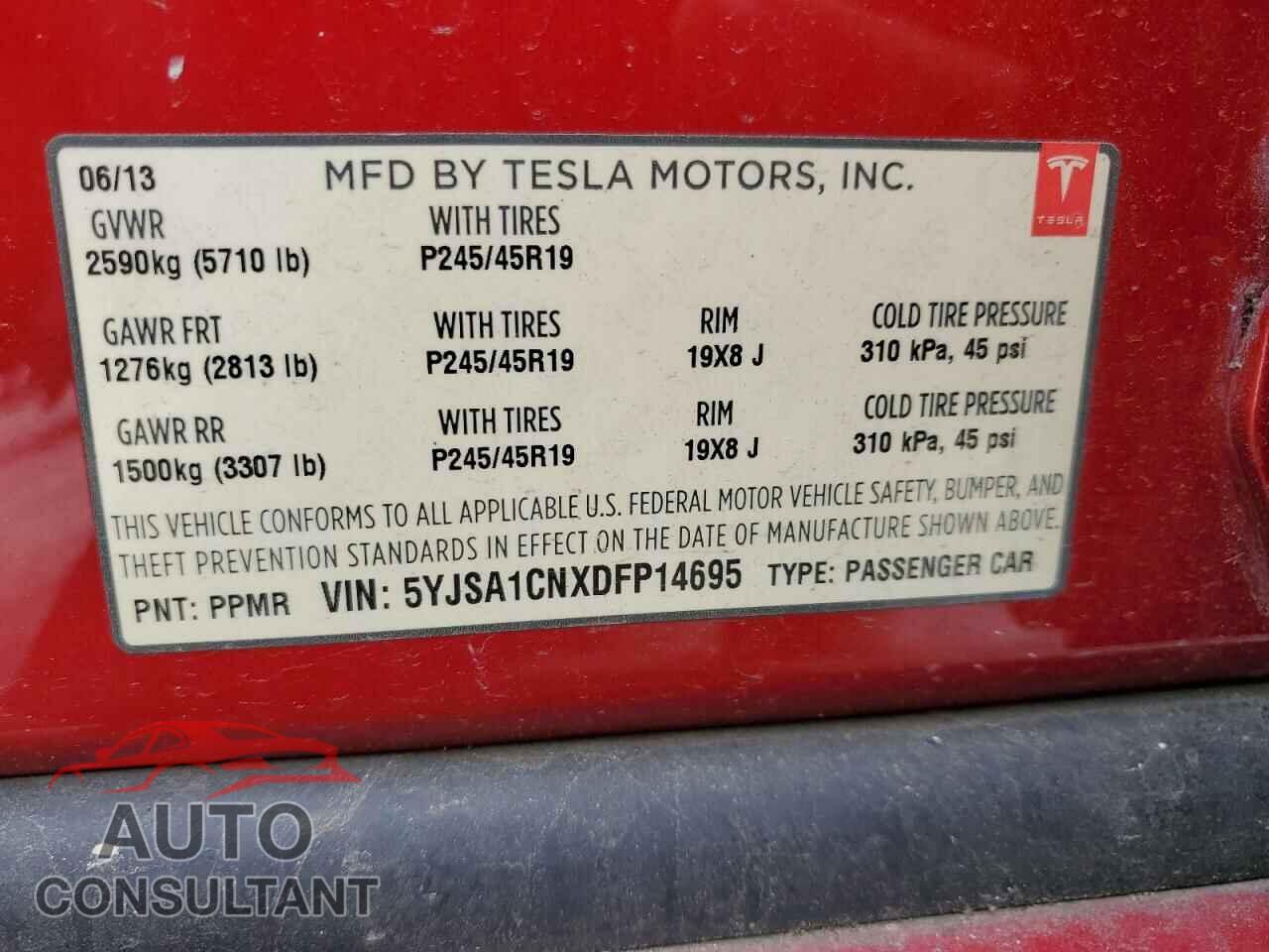 TESLA MODEL S 2013 - 5YJSA1CNXDFP14695