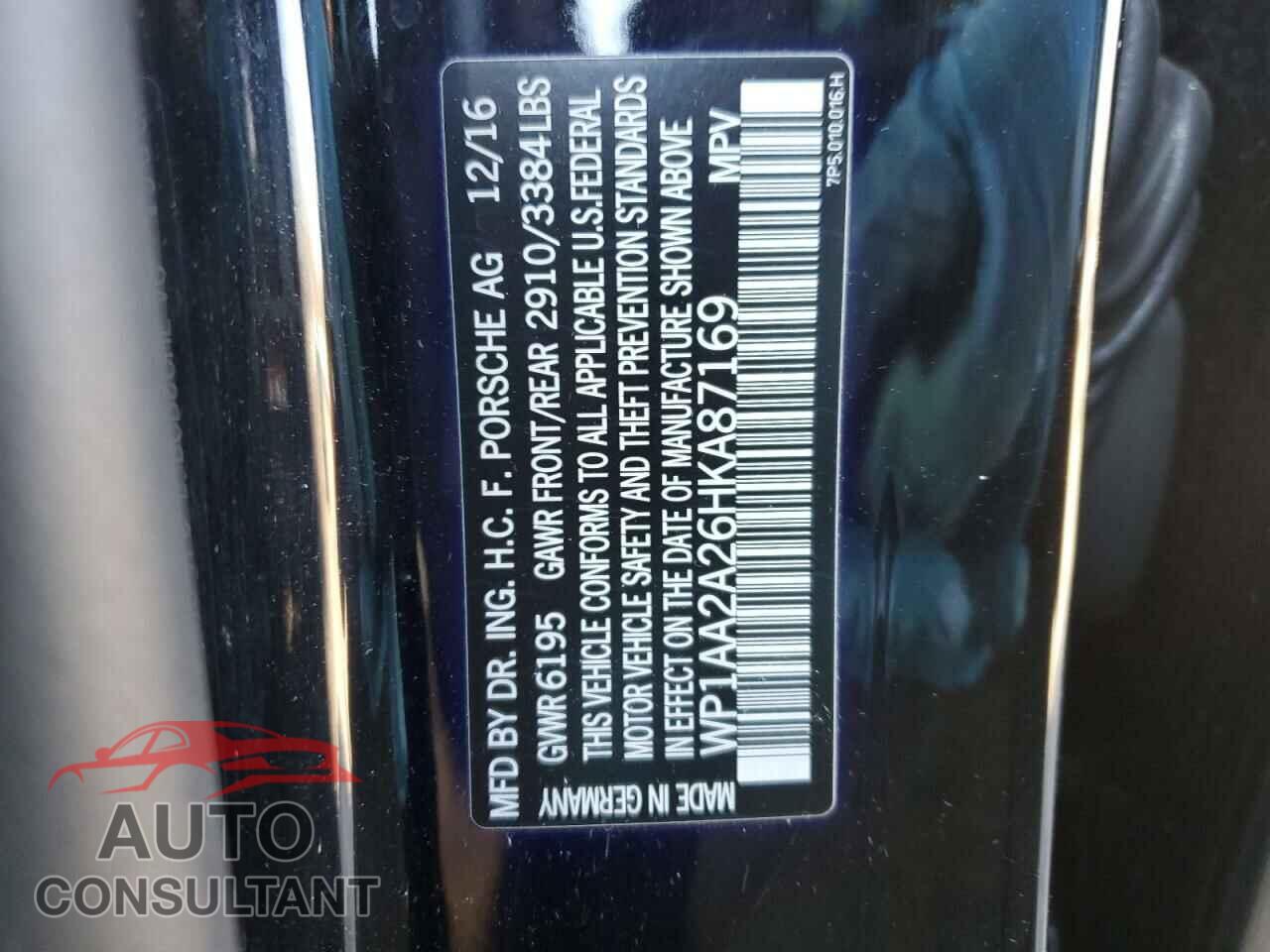 PORSCHE CAYENNE 2017 - WP1AA2A26HKA87169