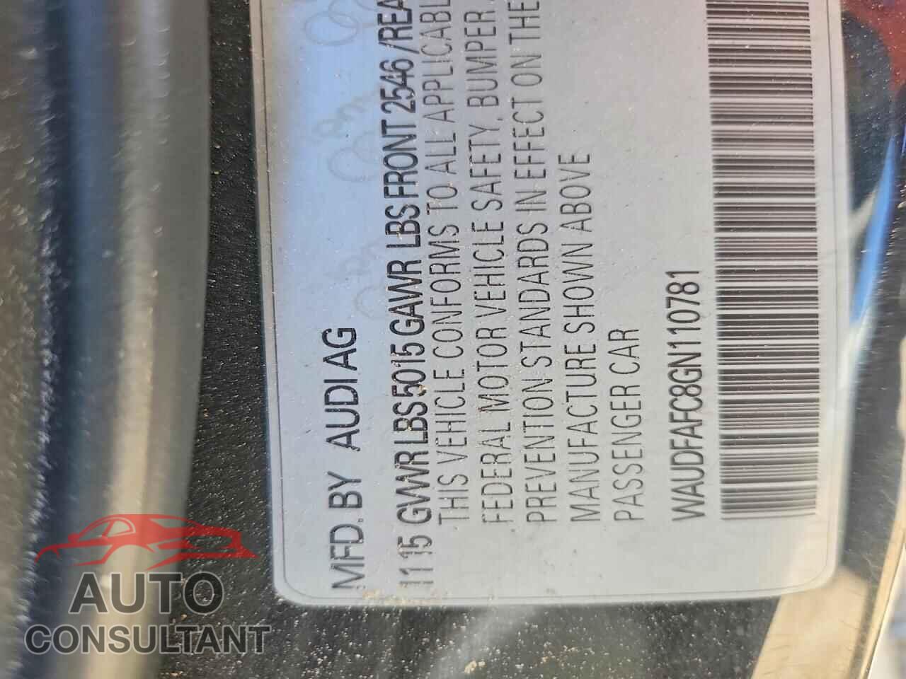 AUDI A6 2016 - WAUDFAFC8GN110781