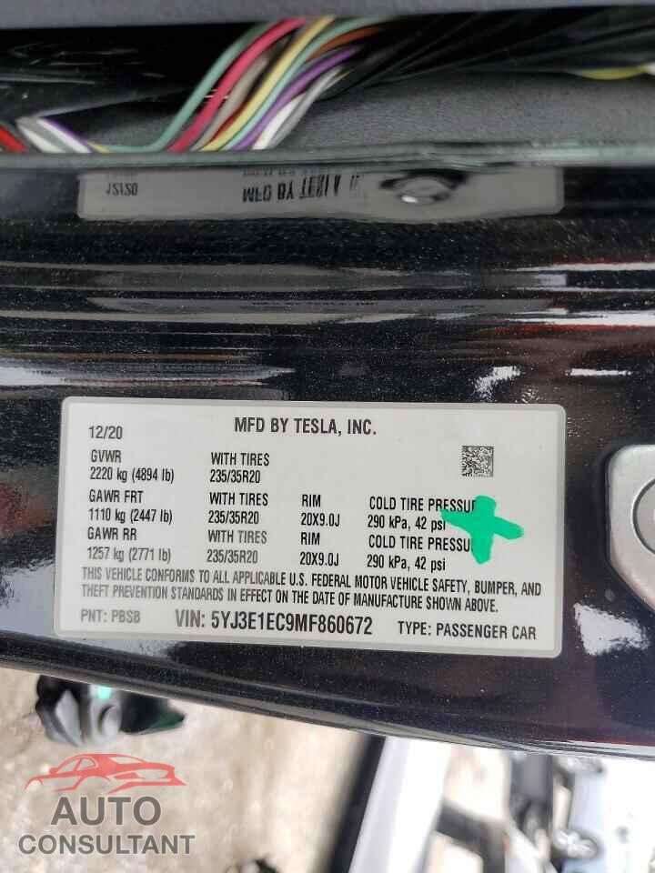 TESLA MODEL 3 2021 - 5YJ3E1EC9MF860672