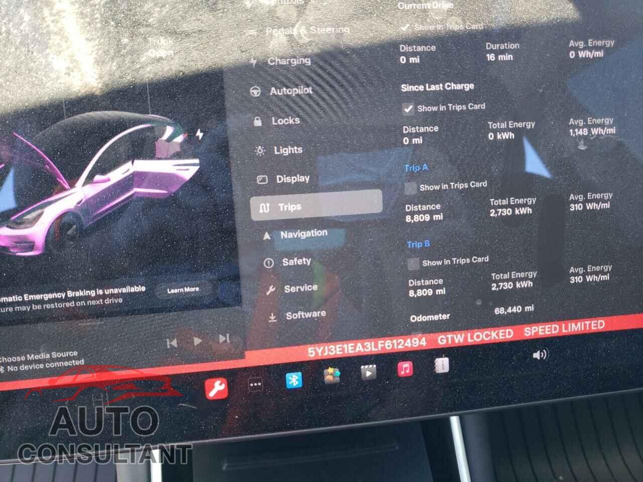 TESLA MODEL 3 2020 - 5YJ3E1EA3LF612494