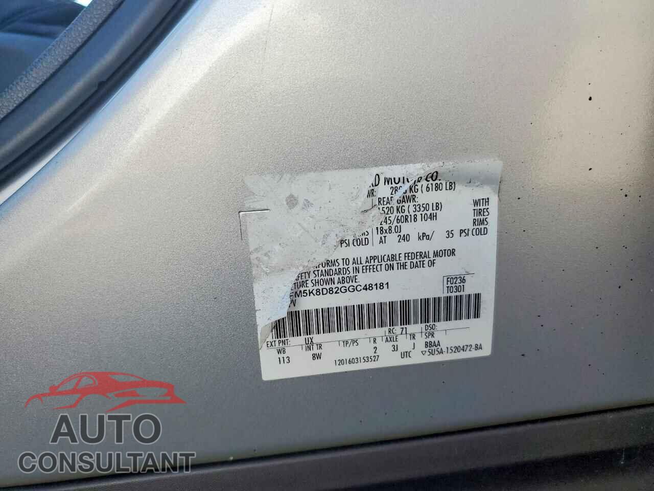 FORD EXPLORER 2016 - 1FM5K8D82GGC48181