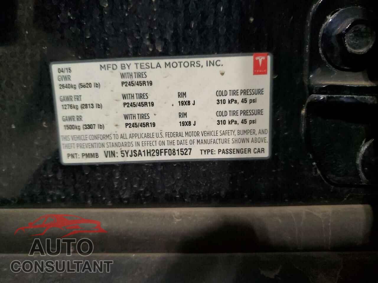 TESLA MODEL S 2015 - 5YJSA1H29FF081527
