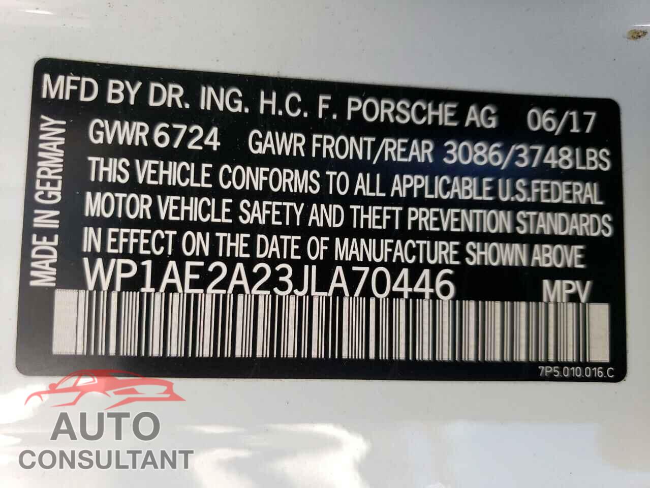PORSCHE CAYENNE 2018 - WP1AE2A23JLA70446
