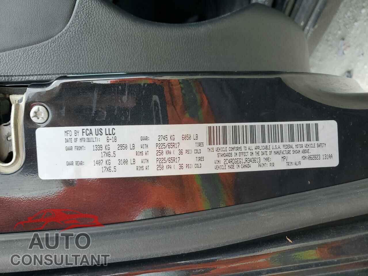 DODGE CARAVAN 2018 - 2C4RDGEG1JR343613