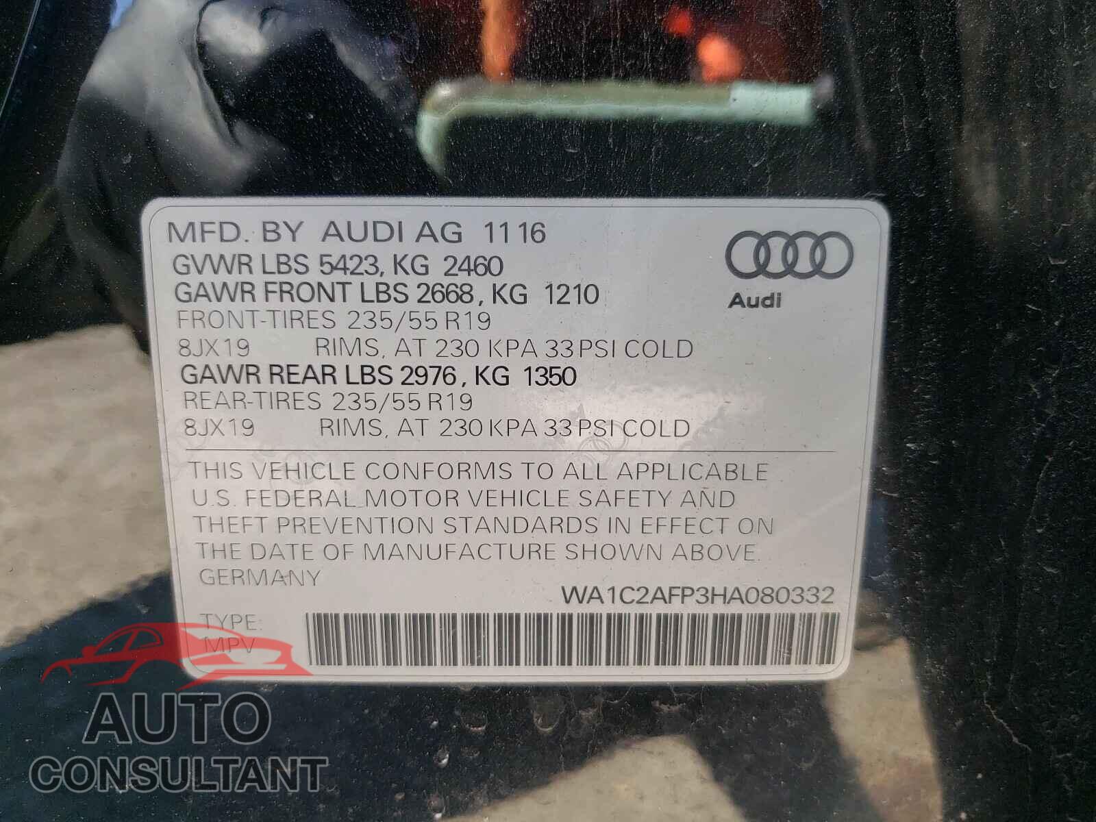 AUDI Q5 2017 - WA1C2AFP3HA080332