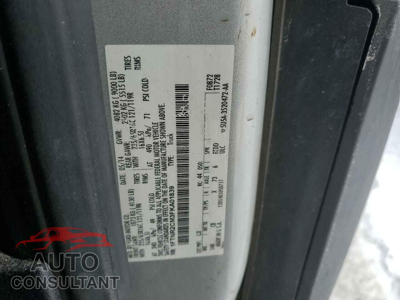 FORD TRANSIT 2015 - 1FTNR2CM3FKA01839