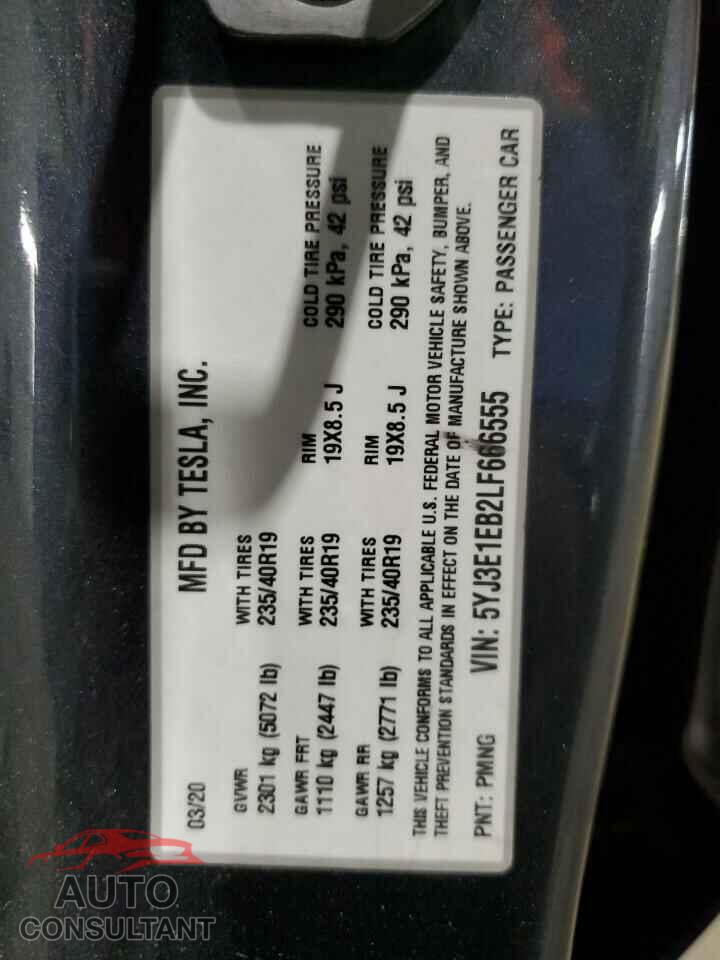 TESLA MODEL 3 2020 - 5YJ3E1EB2LF666555