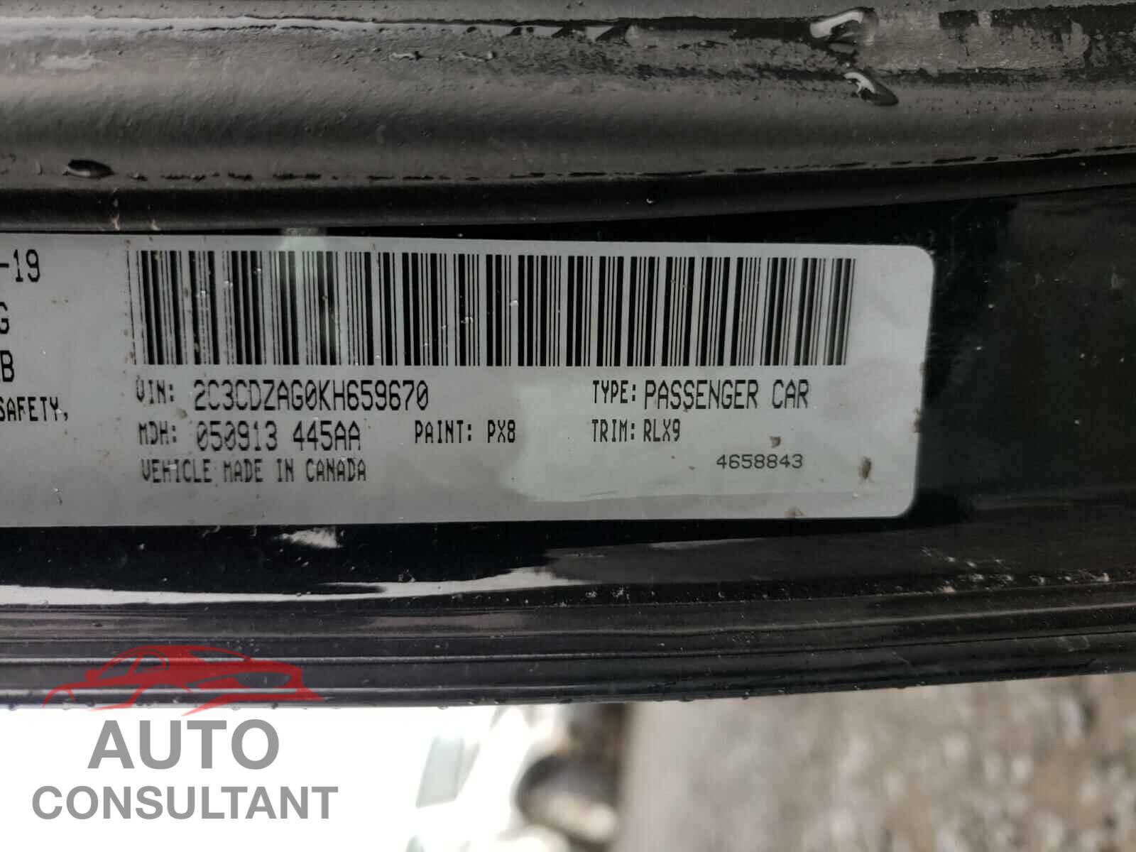 DODGE CHALLENGER 2019 - 2C3CDZAG0KH659670