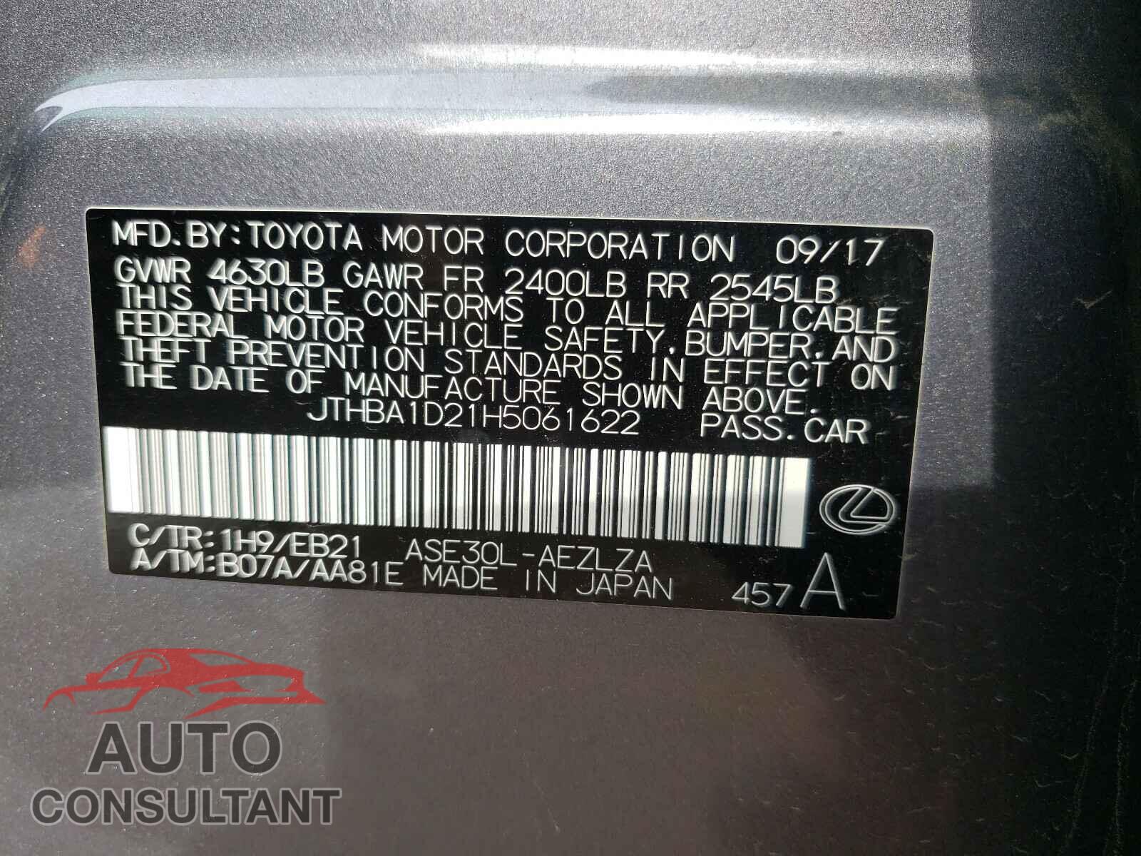 LEXUS IS 2017 - JTHBA1D21H5061622