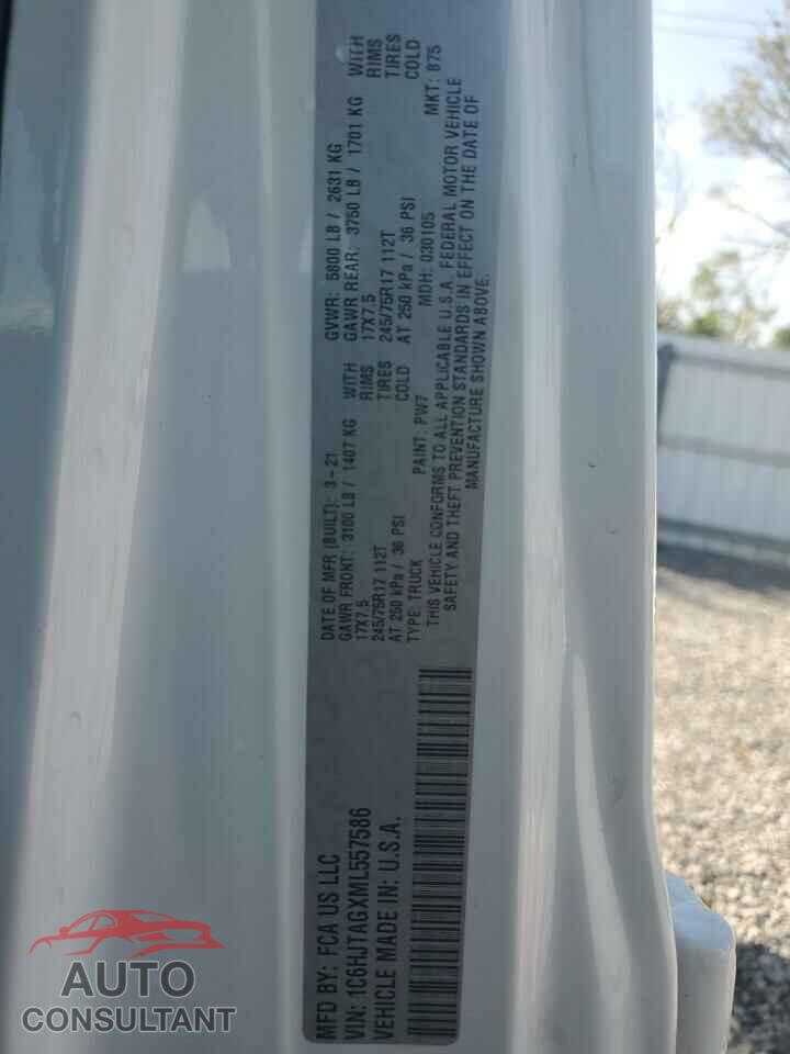 JEEP GLADIATOR 2021 - 1C6HJTAGXML557586