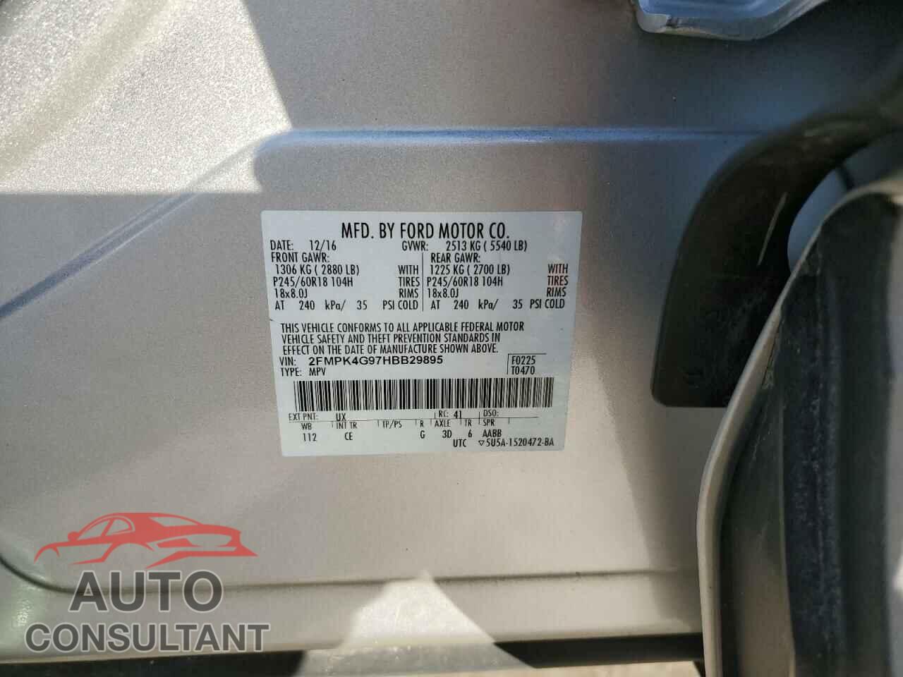 FORD EDGE 2017 - 2FMPK4G97HBB29895