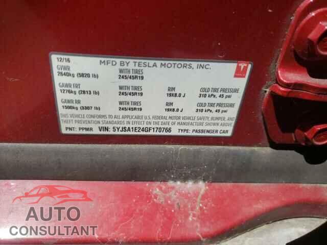 TESLA MODEL S 2016 - 5YJSA1E24GF170766