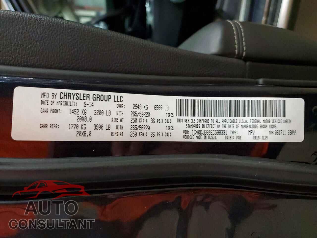 DODGE DURANGO 2014 - 1C4RDJEG0EC598331