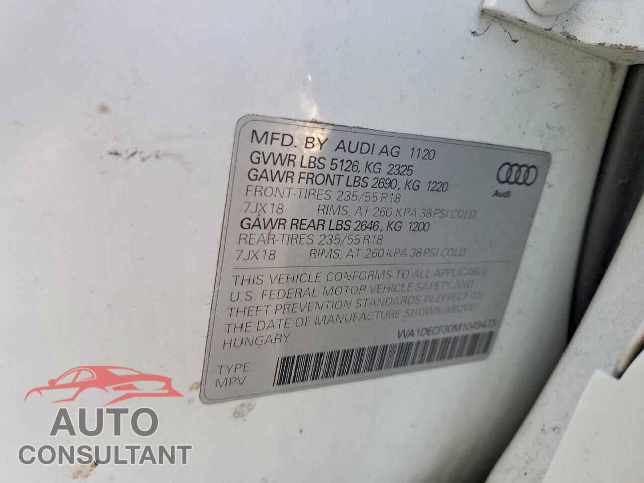 AUDI Q3 2021 - WA1DECF30M1049473