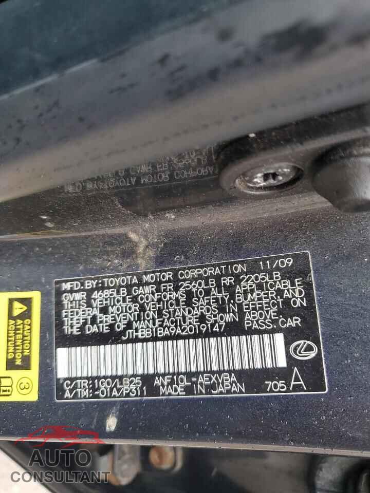 LEXUS HS 2010 - JTHBB1BA9A2019147