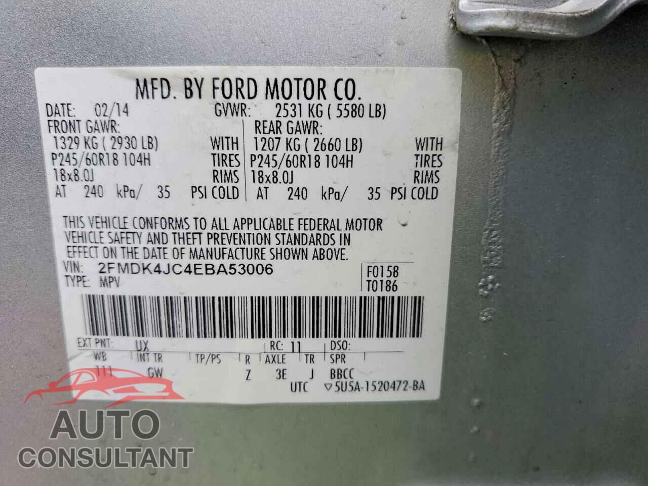 FORD EDGE 2014 - 2FMDK4JC4EBA53006