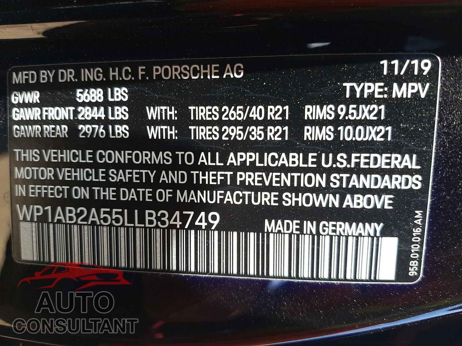 PORSCHE MACAN 2020 - WP1AB2A55LLB34749