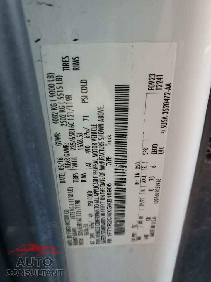 FORD TRANSIT 2016 - 1FTYR2CMXGKB16906