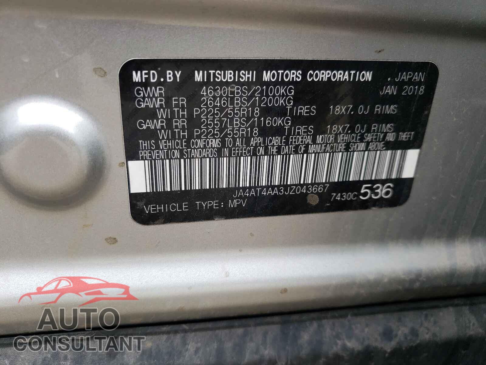 MITSUBISHI ECLIPSE 2018 - JA4AT4AA3JZ043667
