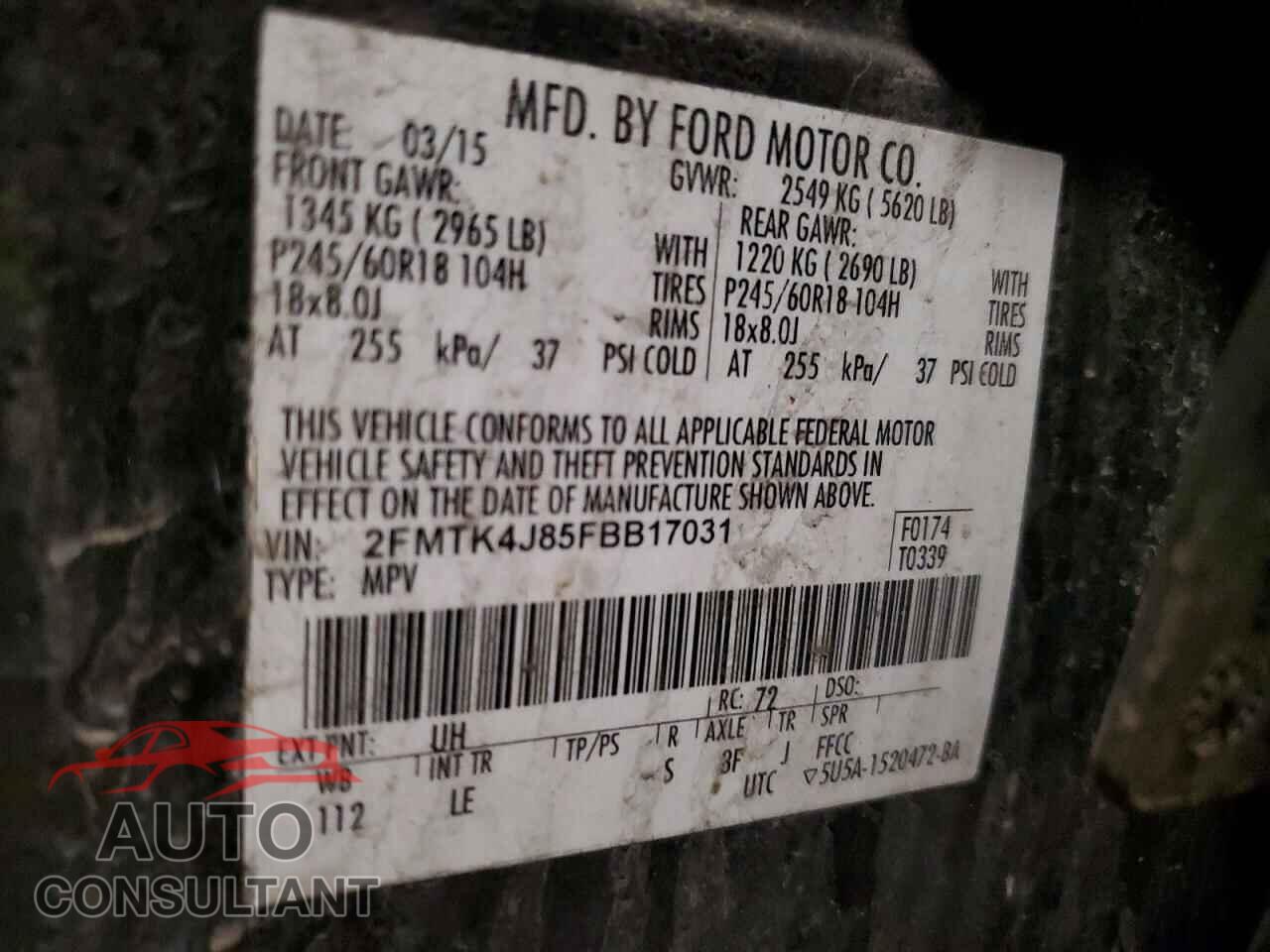 FORD EDGE 2015 - 2FMTK4J85FBB17031