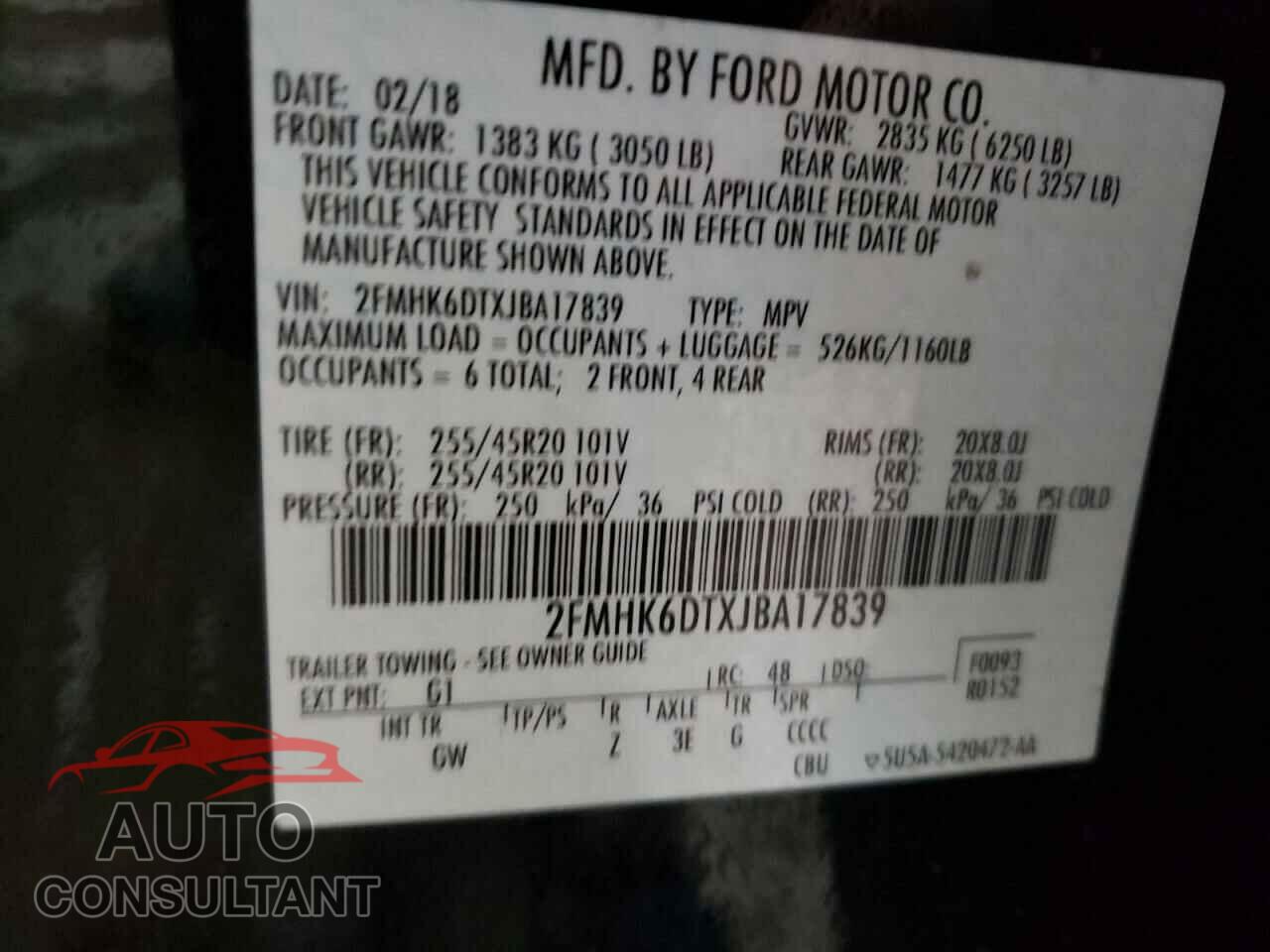 FORD FLEX 2018 - 2FMHK6DTXJBA17839