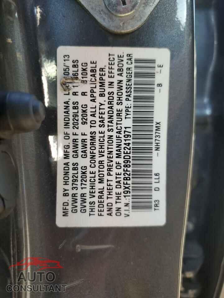 HONDA CIVIC 2013 - 19XFB2F89DE241971