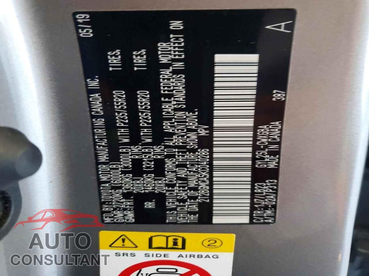 LEXUS RX450 2019 - 2T2BGMCA5KC040286