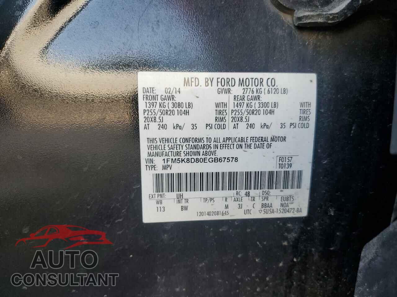 FORD EXPLORER 2014 - 1FM5K8D80EGB67578